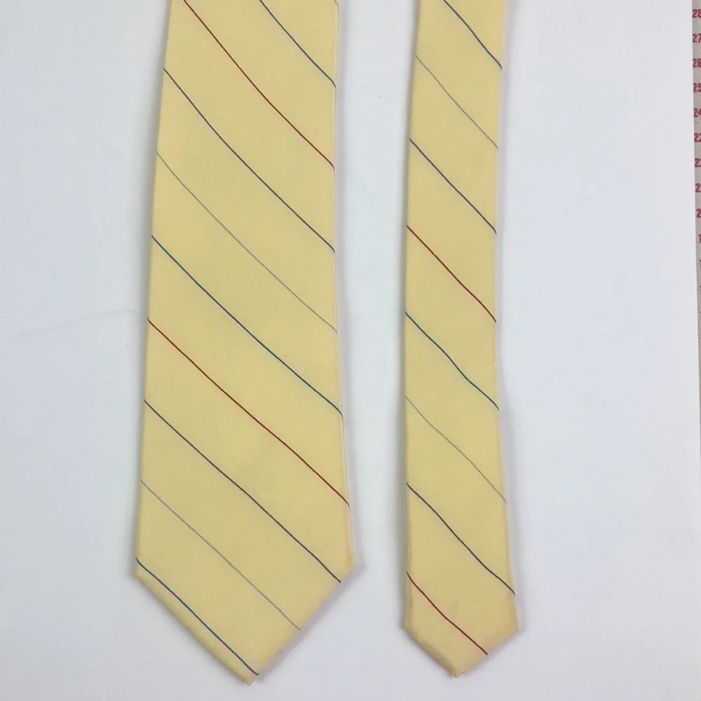 David Lawrence Silk Tie Pale Yellow Multicolored Stripe